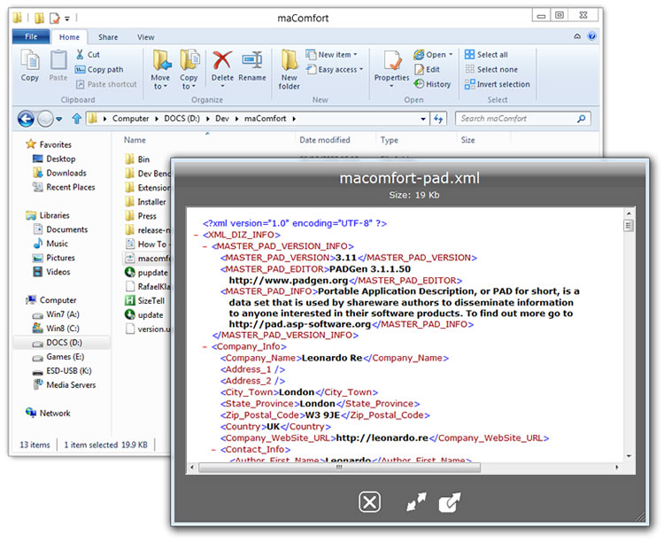 maComfort - Quicklook function